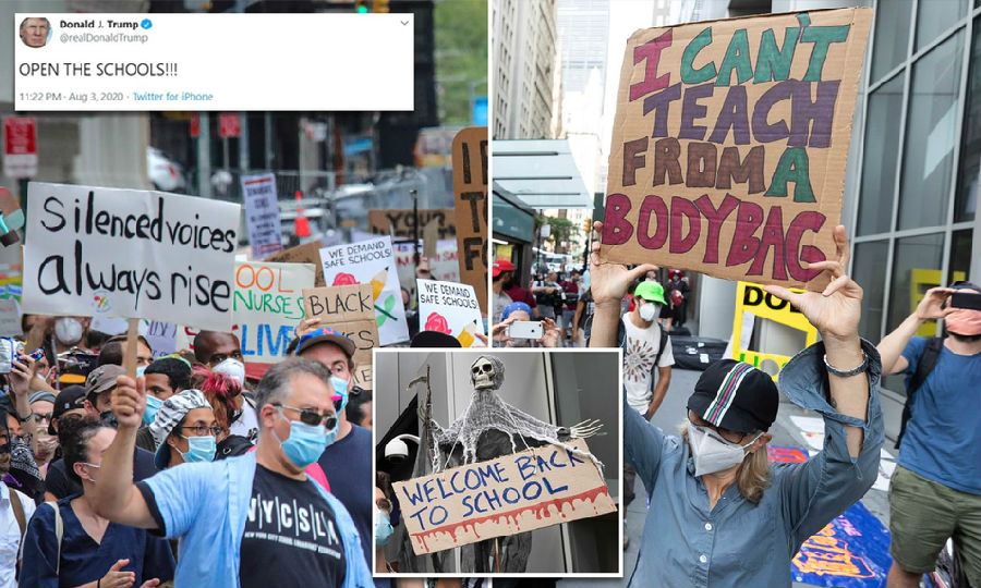 Teachers in many parts of the United States protested against the scheduled school opening.jpg
